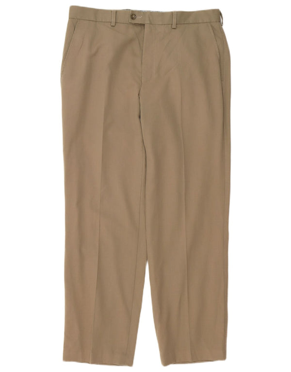 Marks & Spencer Mens Suit Trousers W34 L31 Beige Wool