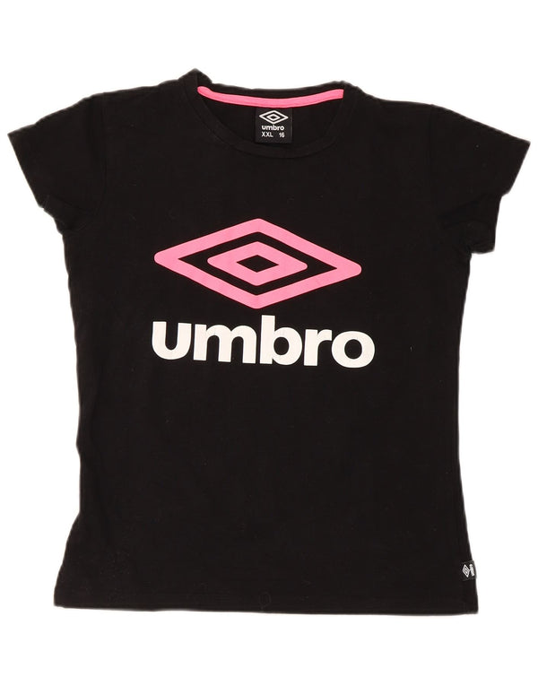 Umbro Girls Graphic T-Shirt Top 15-16 Years 2XL Black Cotton