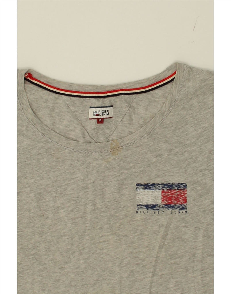 TOMMY HILFIGER Womens Graphic T-Shirt Top UK 14 Medium Grey Cotton Vintage Tommy Hilfiger and Second-Hand Tommy Hilfiger from Messina Hembry 