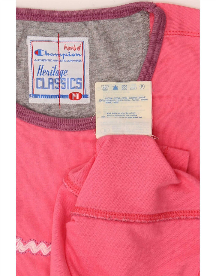 Champion Womens Heritage Classics Graphic T-Shirt Top UK 12 Medium Pink