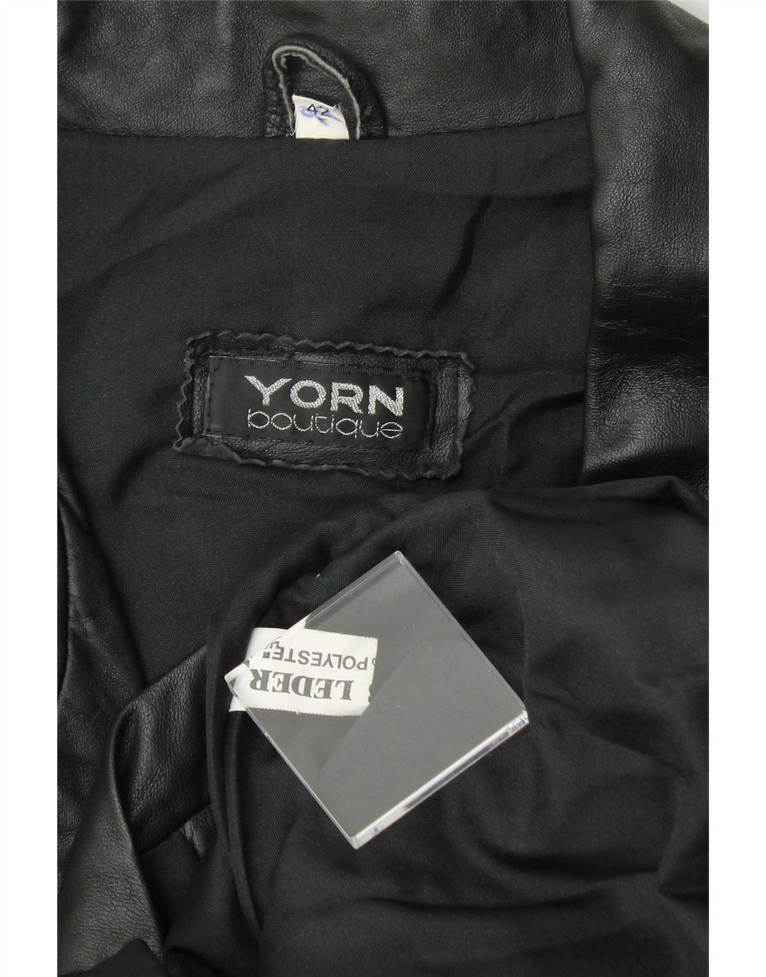YORN Womens Leather Coat IT 42 Medium Black Leather Vintage Yorn and Second-Hand Yorn from Messina Hembry 