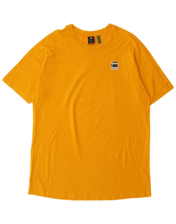 G-Star Mens Graphic T-Shirt Top Large Yellow Cotton