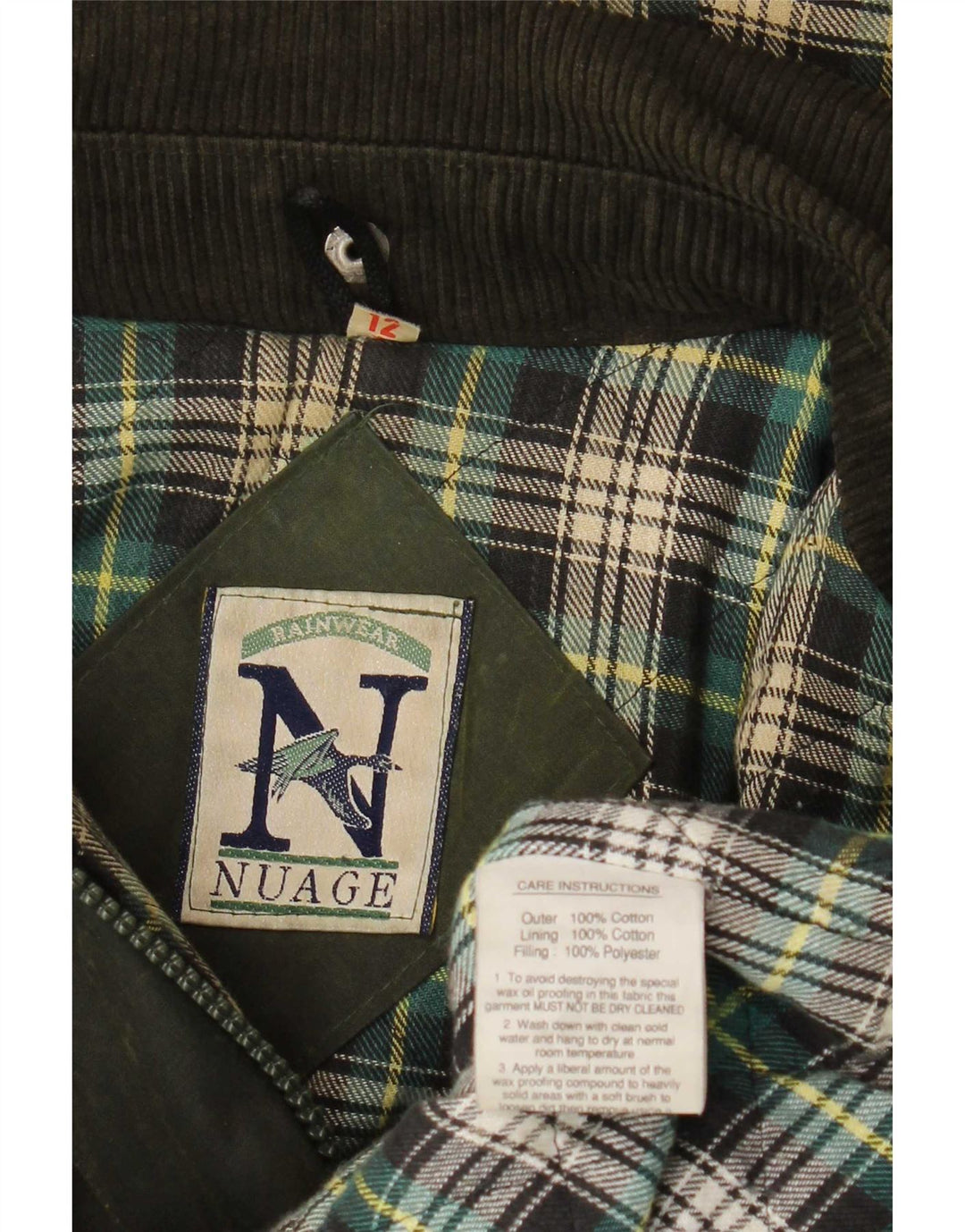 Nuage Womens Oversized Hooded Waxed Cotton Raincoat UK 12 Medium Khaki