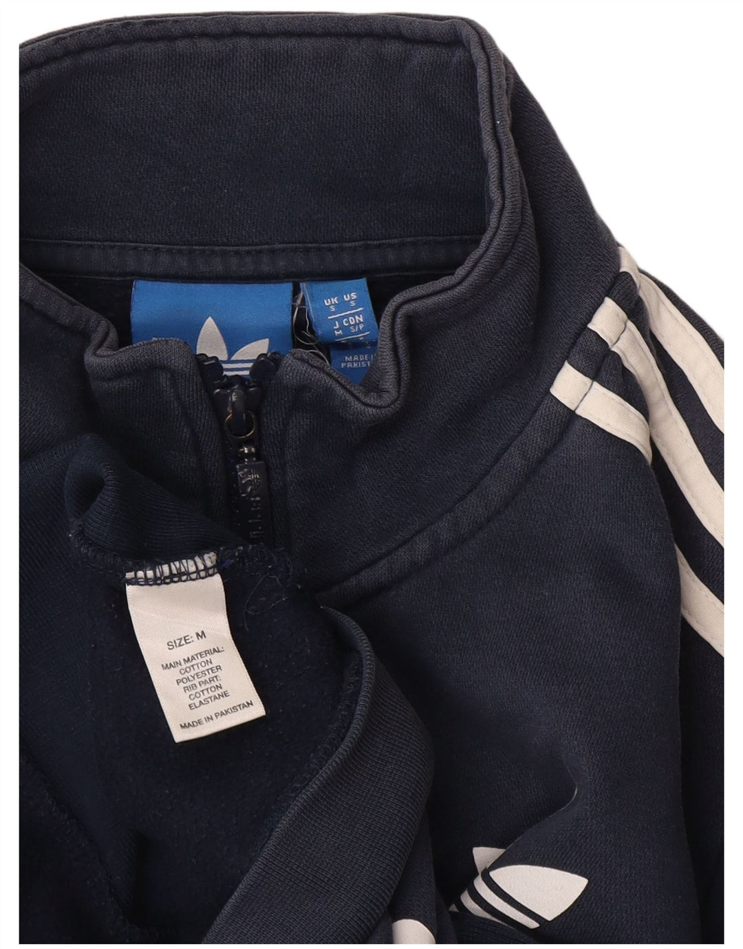 Adidas Mens Graphic Tracksuit Top Jacket Small Navy Blue Cotton