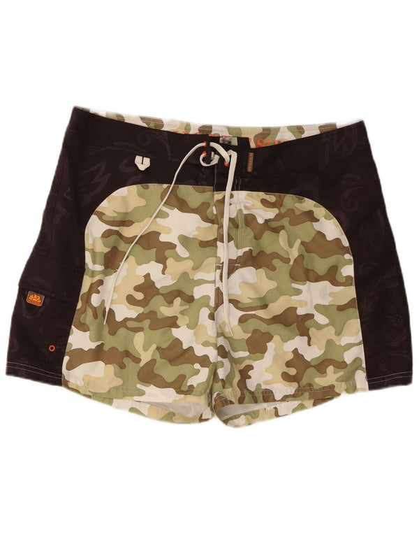 Sundek Mens Swimming Shorts Large Khaki Camouflage Polyester