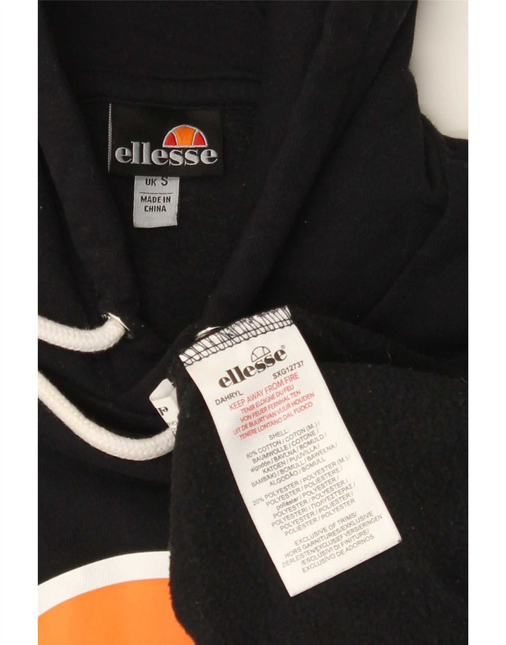 Ellesse Mens Graphic Hoodie Jumper Small Black Cotton