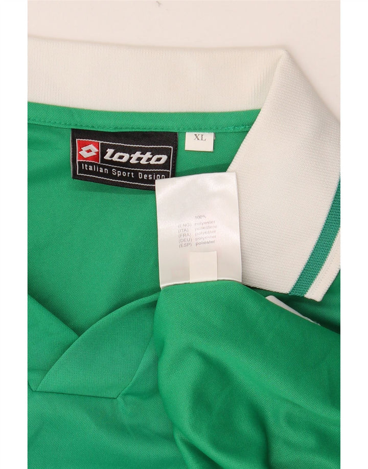 LOTTO Mens Graphic Long Sleeve Polo Shirt XL Green Colourblock Polyester