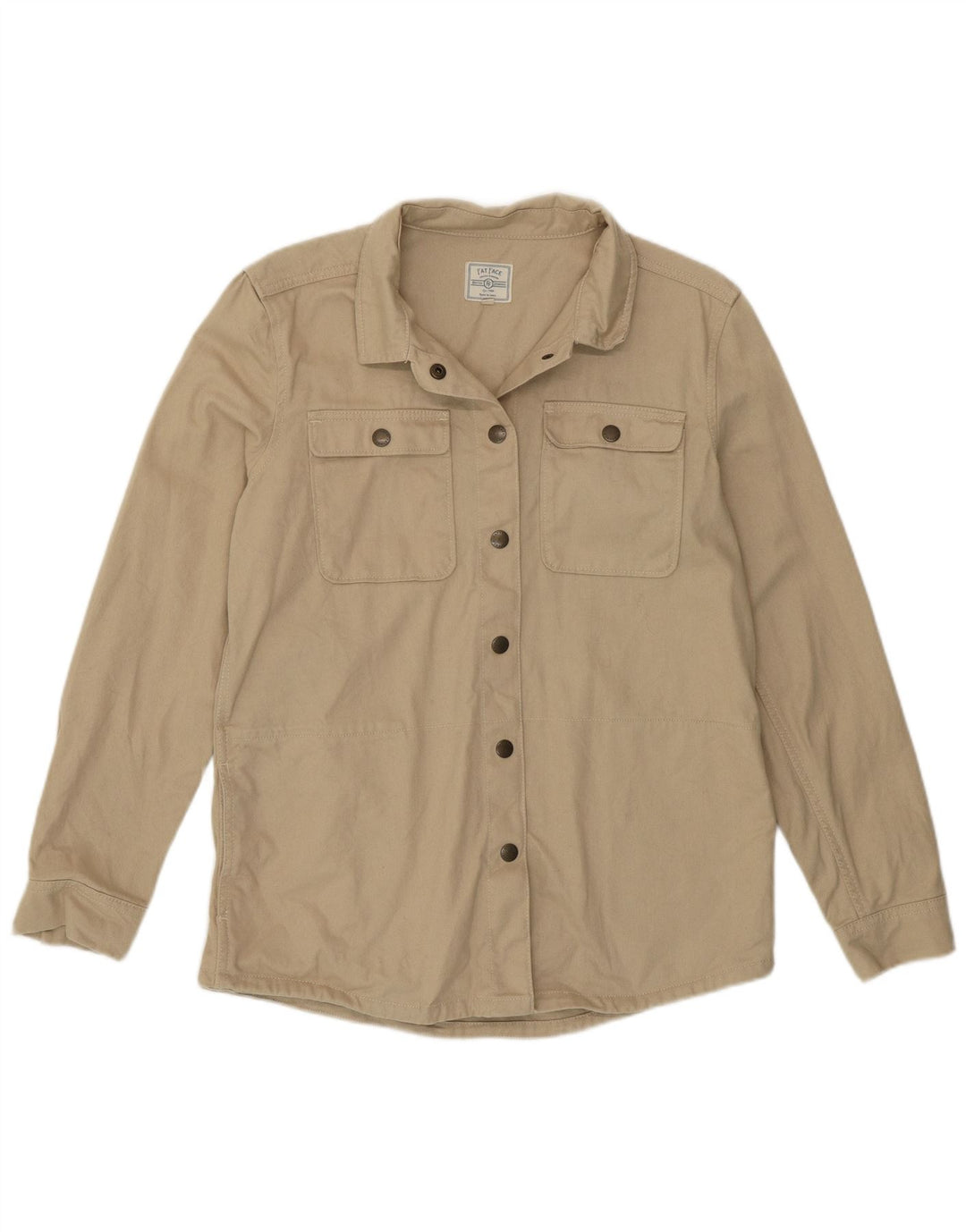 FAT FACE Womens Oversized Shirt UK 10 Small Beige Cotton