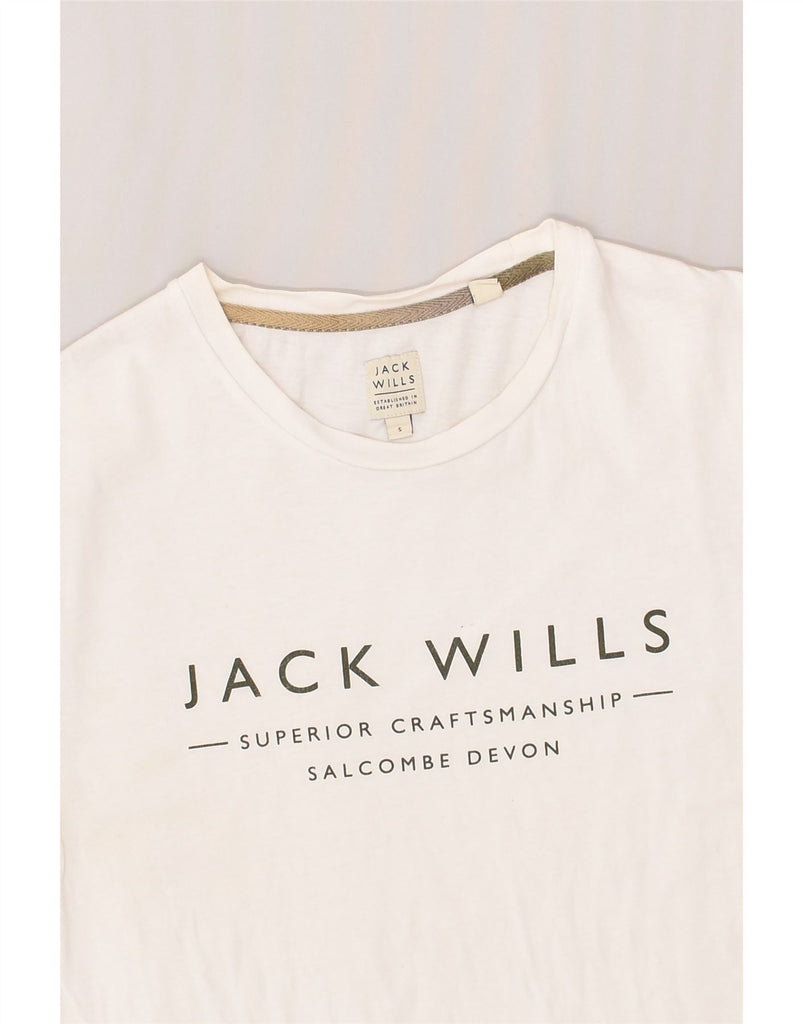 JACK WILLS Mens Graphic T-Shirt Top UK 10 Small White Cotton | Vintage Jack Wills | Thrift | Second-Hand Jack Wills | Used Clothing | Messina Hembry 