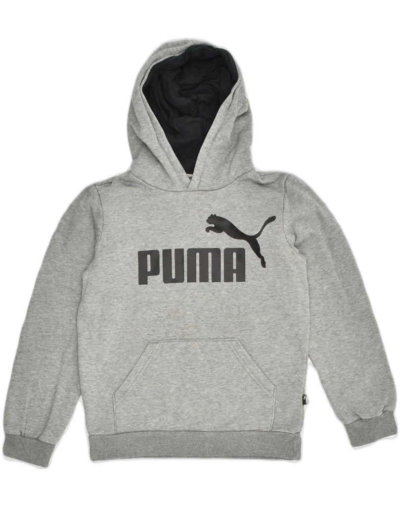 PUMA Boys Graphic Hoodie Jumper 9-10 Years Grey Cotton | Vintage Puma | Thrift | Second-Hand Puma | Used Clothing | Messina Hembry 