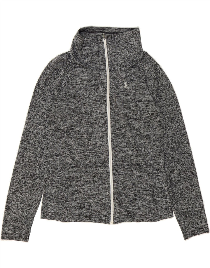 UNDER ARMOUR Womens Heat Gear Tracksuit Top Jacket UK 12 Medium Grey Vintage Under Armour and Second-Hand Under Armour from Messina Hembry 