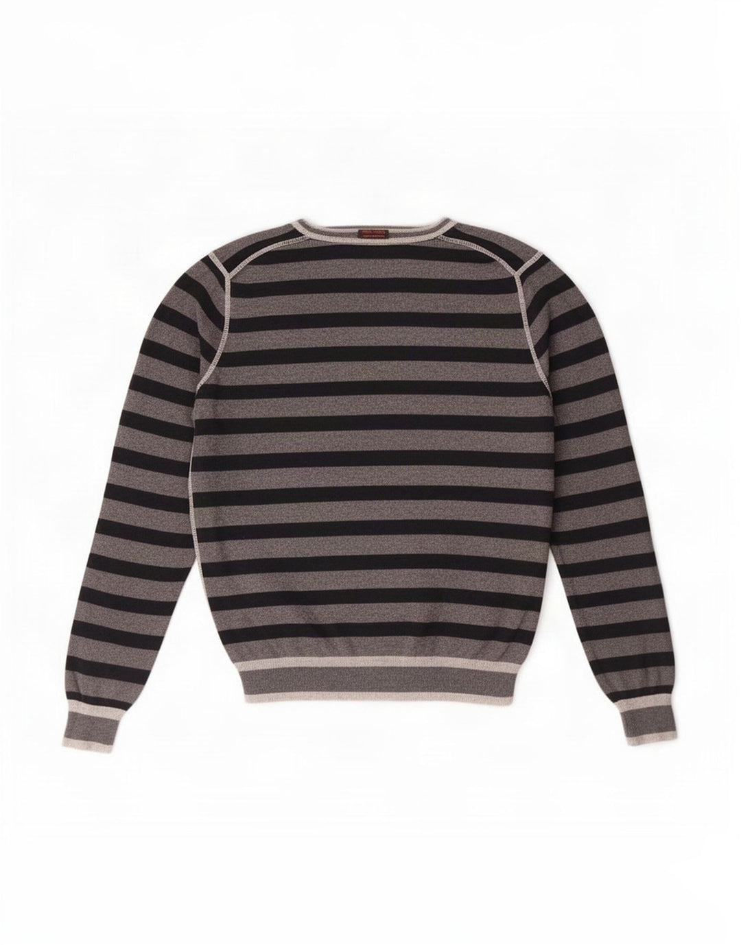 Sun68 Mens Crew Neck Jumper Sweater Small Grey Striped Cotton