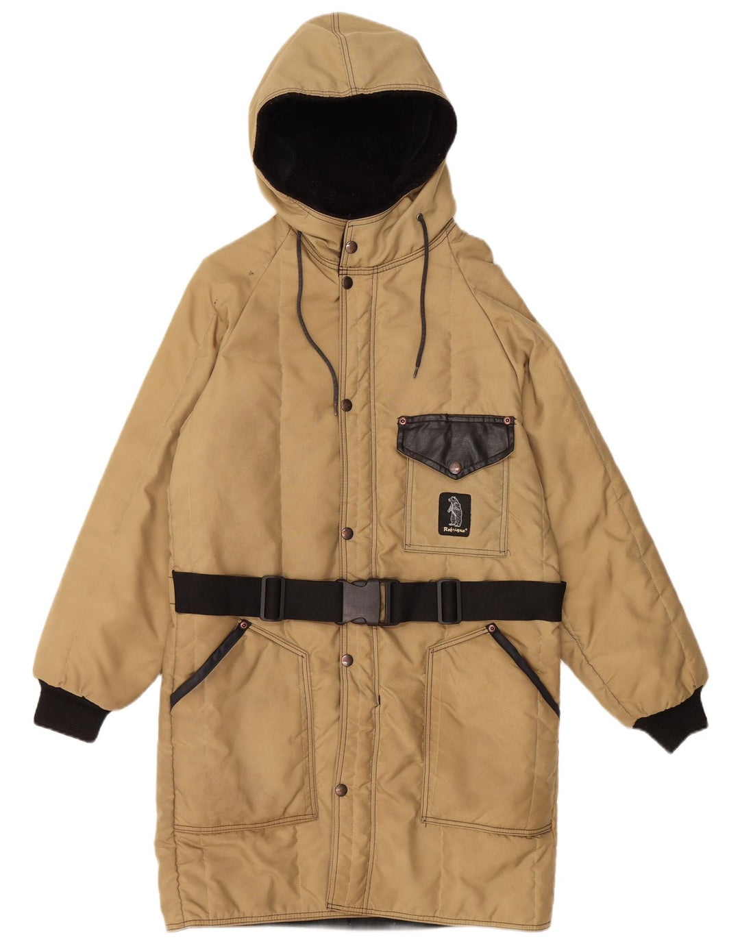 REFRIGUE Mens Hooded Padded Coat UK 38 Medium Beige