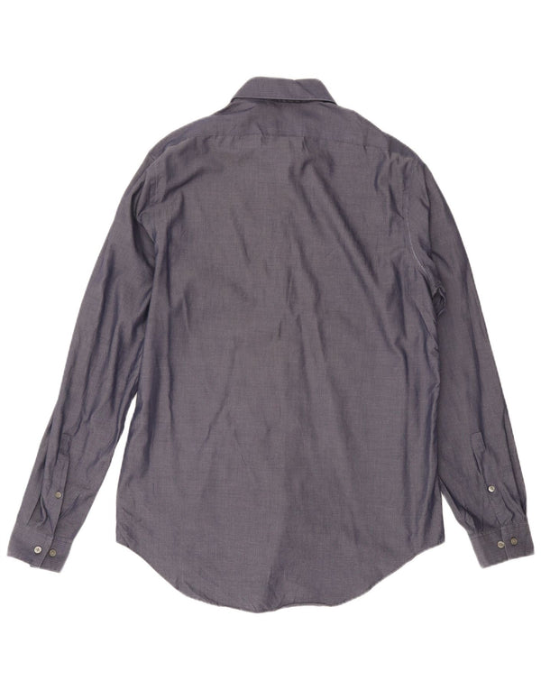 Calvin Klein Jeans Mens Shirt Size 15 1/2 Medium Navy Blue Herringbone