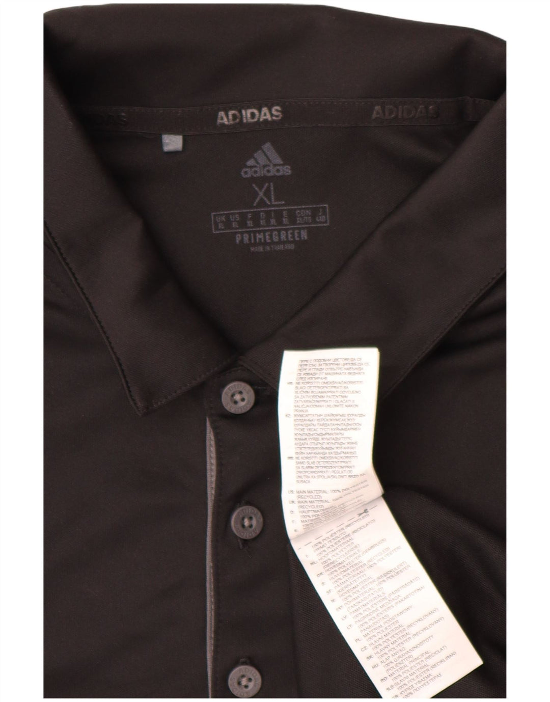Adidas Mens Primegreen Polo Shirt XL Black Striped Polyester