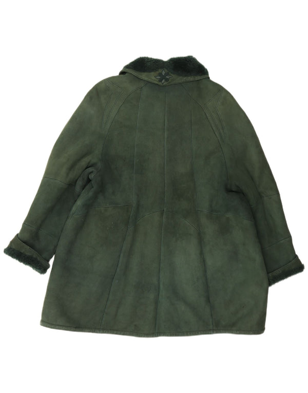 Shearling Womens Oversized Coat IT 44 Medium Green