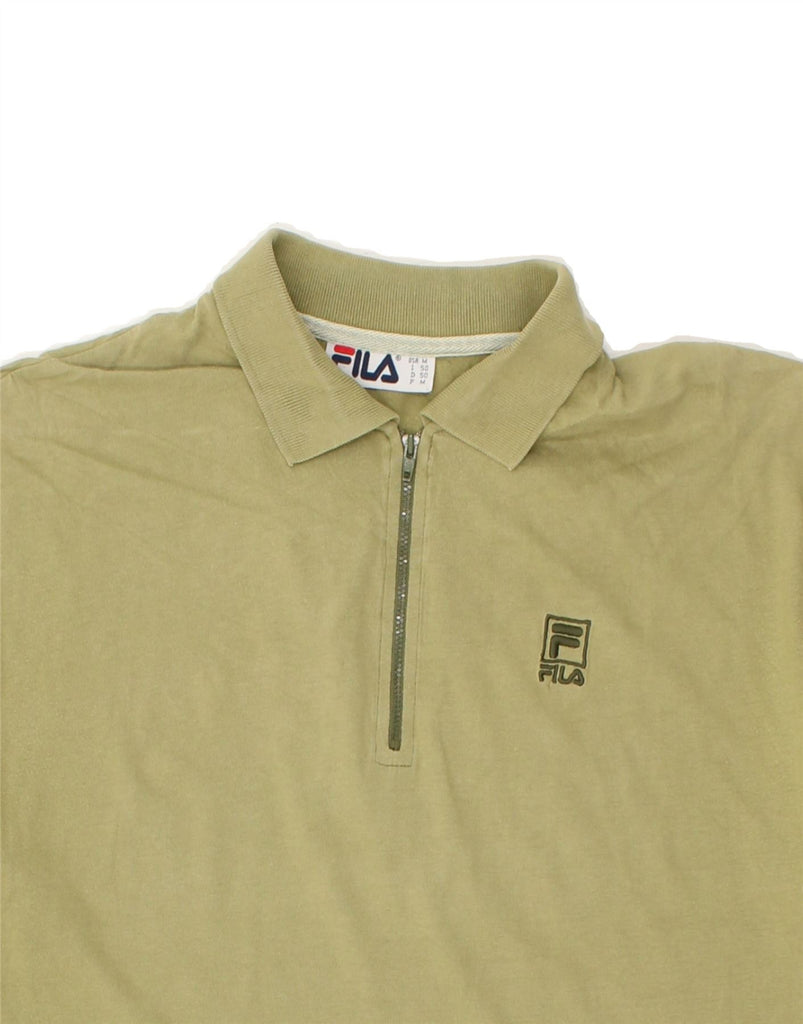 FILA Mens Polo Shirt Medium Khaki Cotton Vintage Fila and Second-Hand Fila from Messina Hembry 