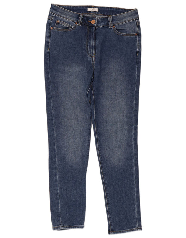 M&Co Womens Skinny Jeans UK 10 Small W28 L25 Blue Cotton