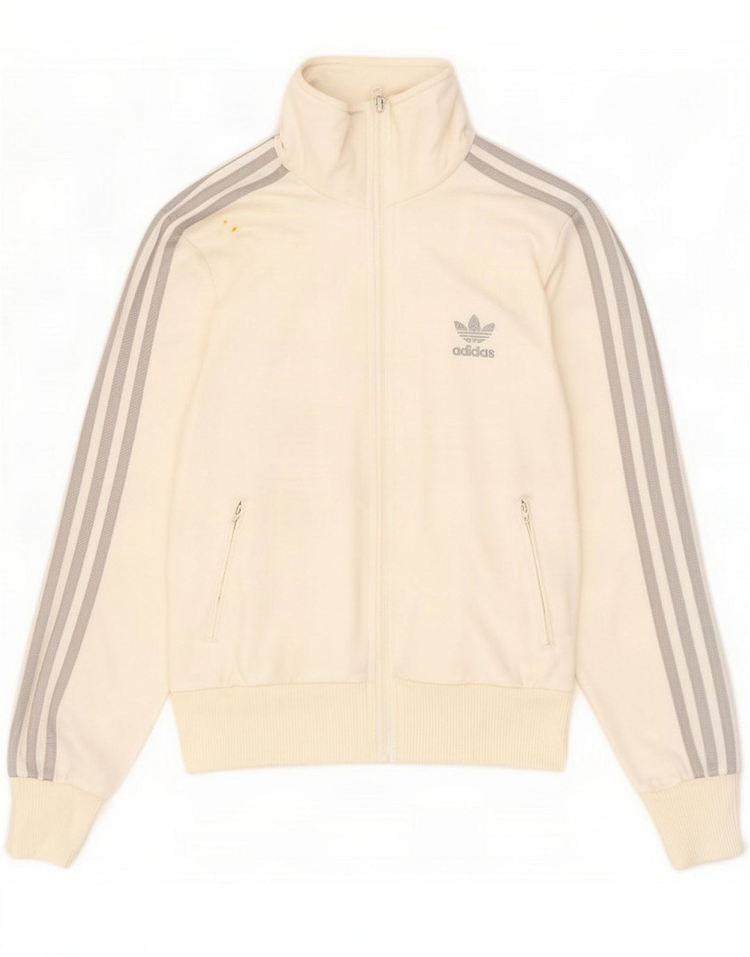 Adidas Womens Graphic Tracksuit Top Jacket UK 14 Medium White Polyester
