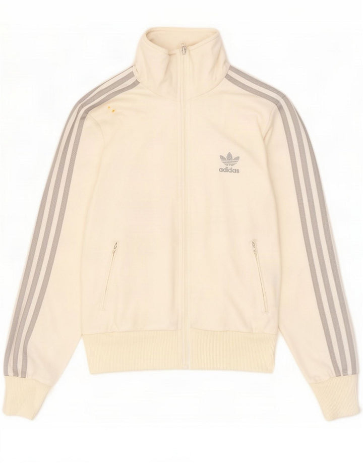 Adidas Womens Graphic Tracksuit Top Jacket UK 14 Medium White Polyester