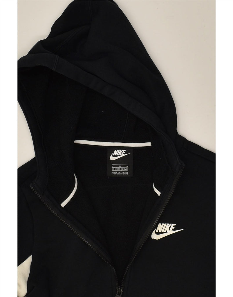 NIKE Boys Zip Hoodie Sweater 10-11 Years Medium  Black Colourblock Cotton | Vintage Nike | Thrift | Second-Hand Nike | Used Clothing | Messina Hembry 