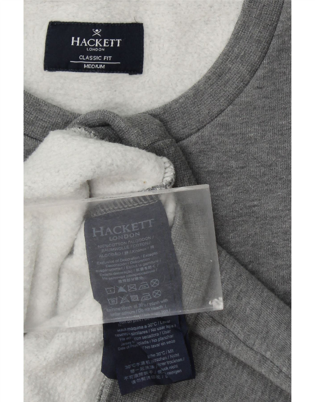 HACKETT Mens Classic Fit Graphic Sweatshirt Jumper Medium Grey Cotton