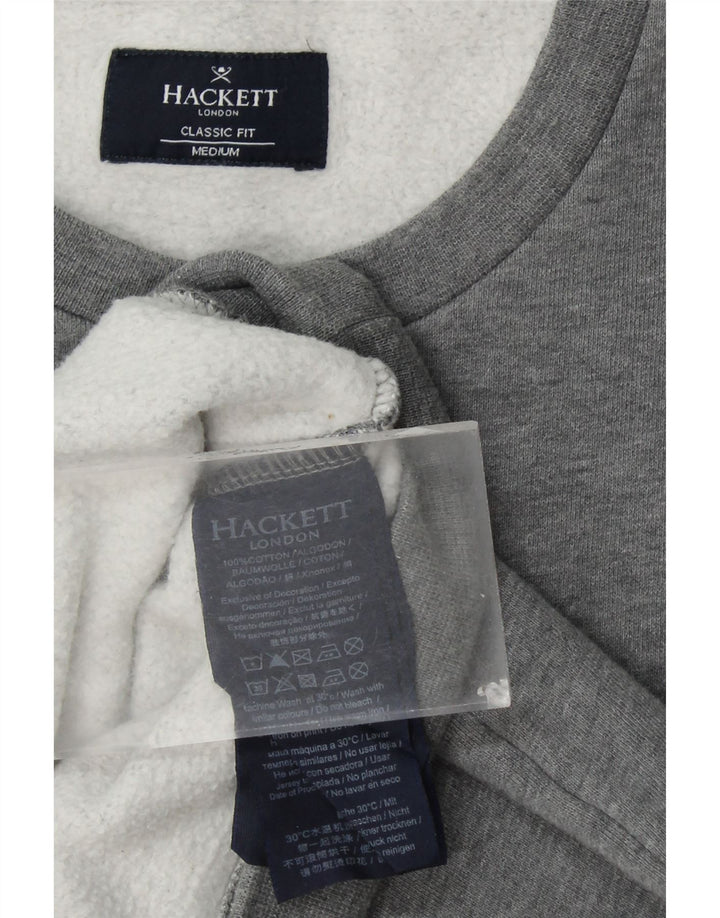 HACKETT Mens Classic Fit Graphic Sweatshirt Jumper Medium Grey Cotton