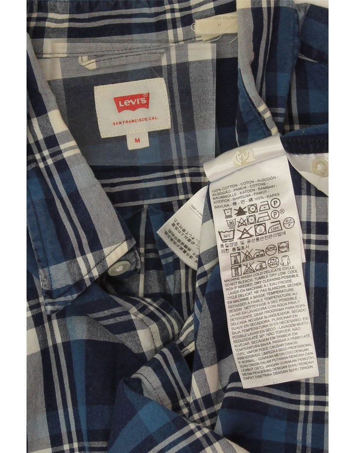 Levi's Mens Shirt Medium Navy Blue Check Cotton