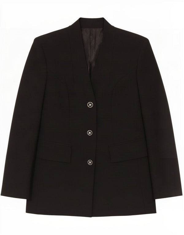 Vintage Womens 3 Button Blazer Jacket IT 44 Medium Black Wool
