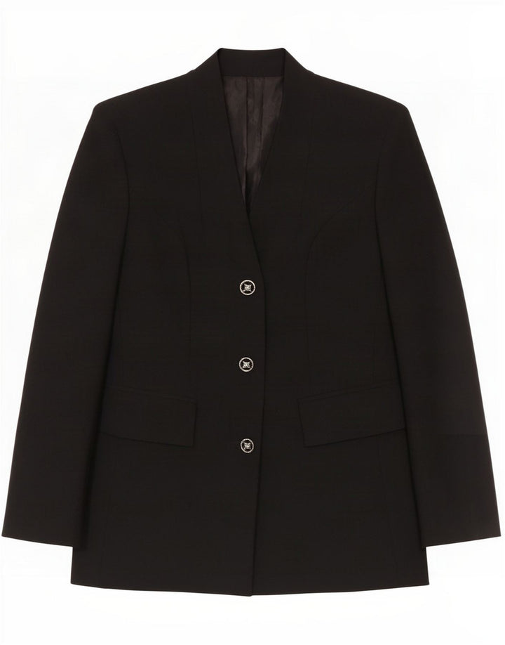 Vintage Womens 3 Button Blazer Jacket IT 44 Medium Black Wool