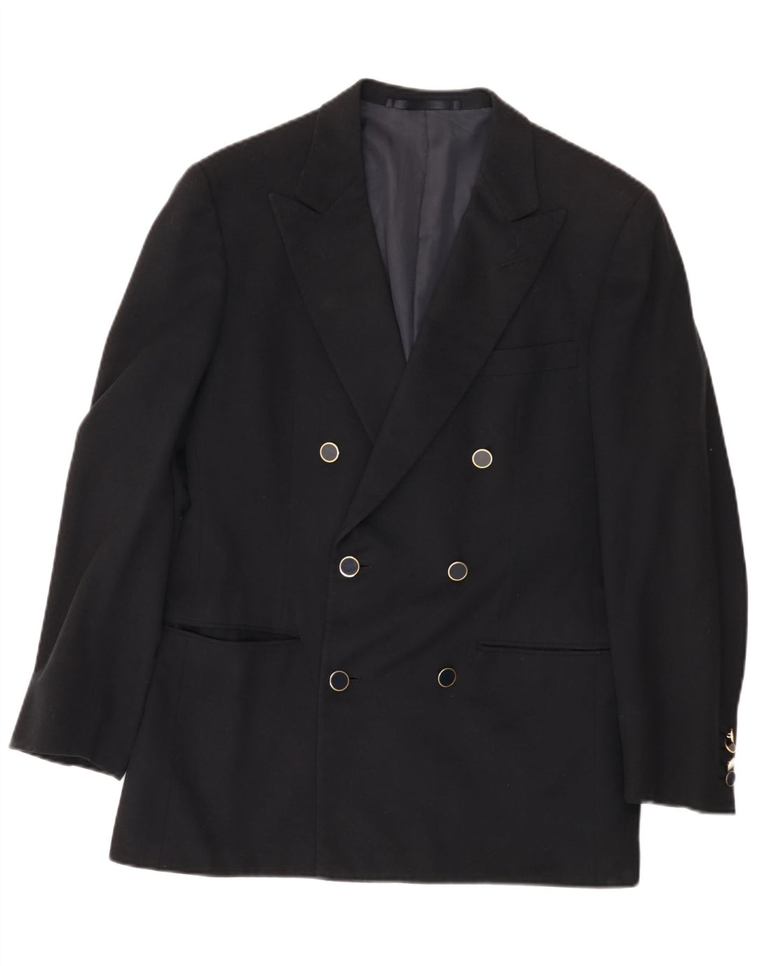 Galtrucco  Mens Double Breasted Blazer Jacket IT 40 Large Black Wool