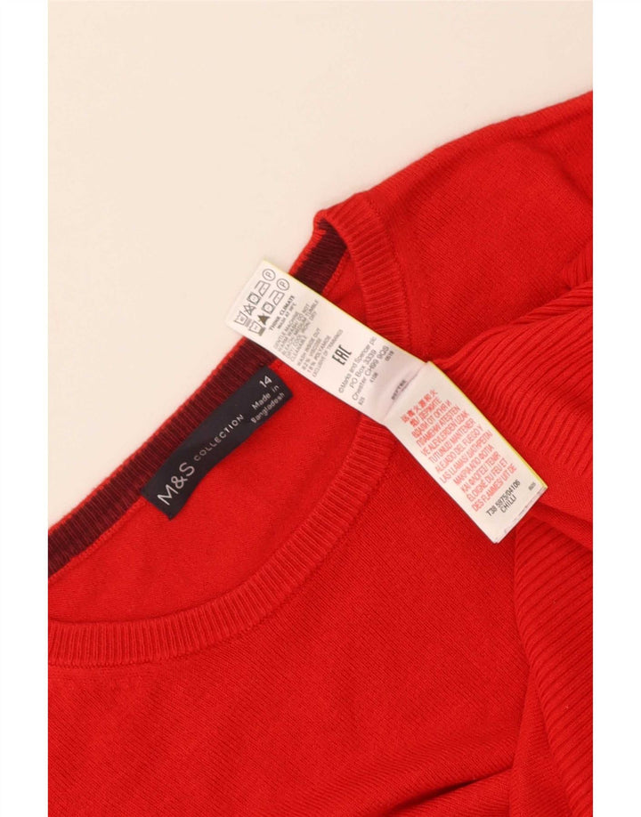 Marks & Spencer Womens Crew Neck Jumper Sweater UK 14 Large Red Viscose