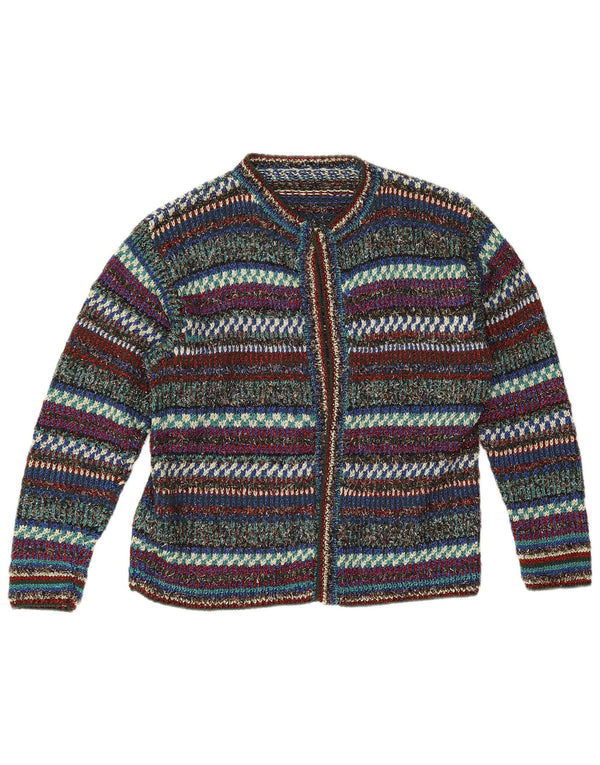 Vintage Womens Open Cardigan Sweater UK 12 Medium Multicoloured Striped