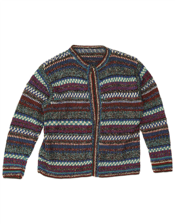 Vintage Womens Open Cardigan Sweater UK 12 Medium Multicoloured Striped
