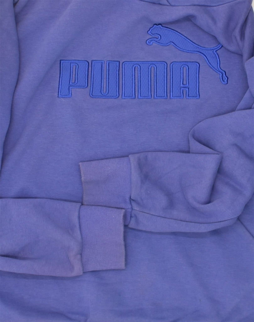 PUMA Womens Graphic Hoodie Jumper UK 18  XL  Blue Cotton | Vintage Puma | Thrift | Second-Hand Puma | Used Clothing | Messina Hembry 