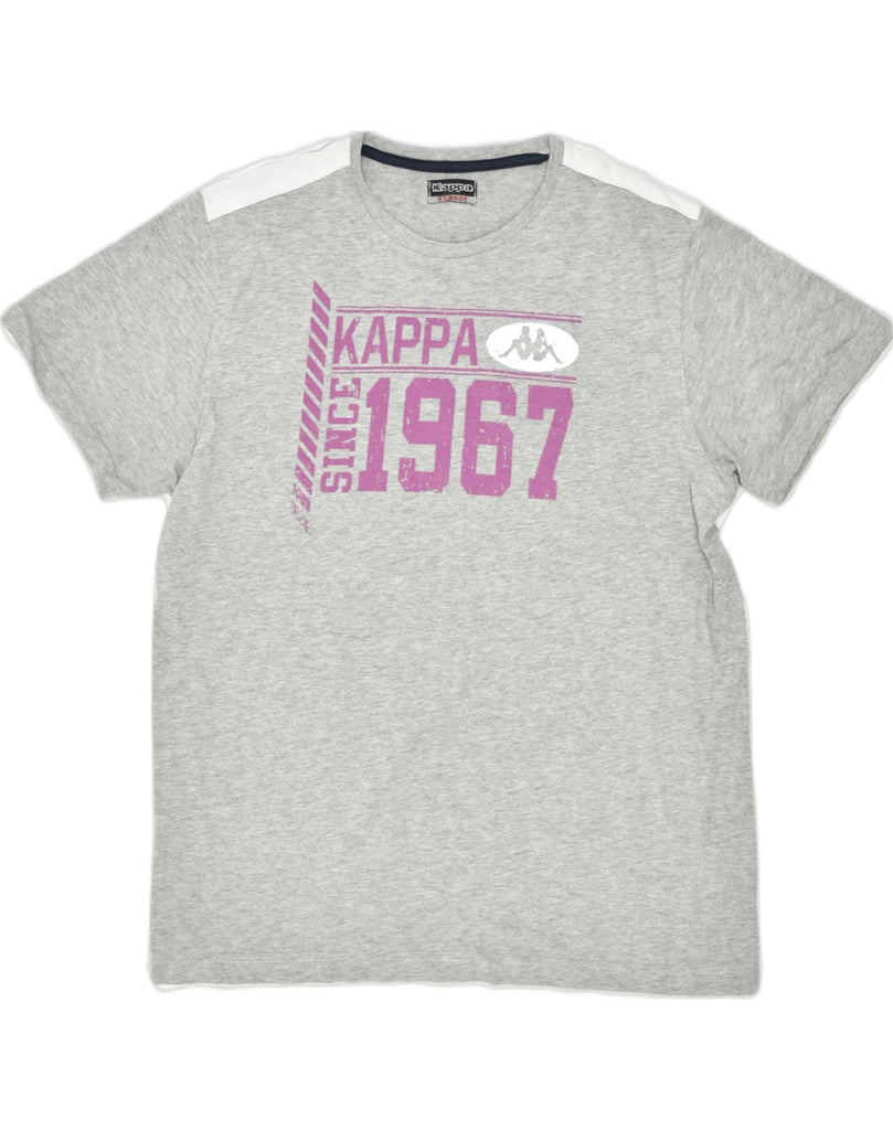 KAPPA Womens Graphic T-Shirt Top UK 18 XL Grey Cotton | Vintage Kappa | Thrift | Second-Hand Kappa | Used Clothing | Messina Hembry 