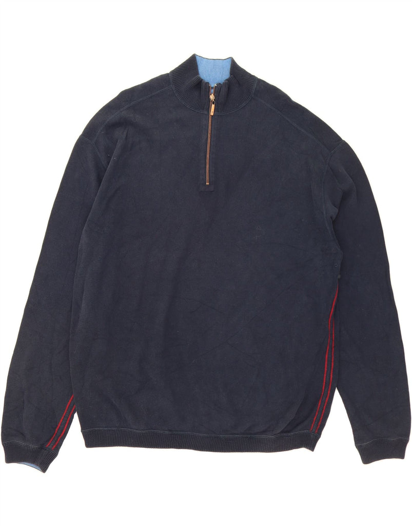 TOMMY BAHAMA Mens Zip Neck Jumper Sweater XL Navy Blue Vintage Tommy Bahama and Second-Hand Tommy Bahama from Messina Hembry 