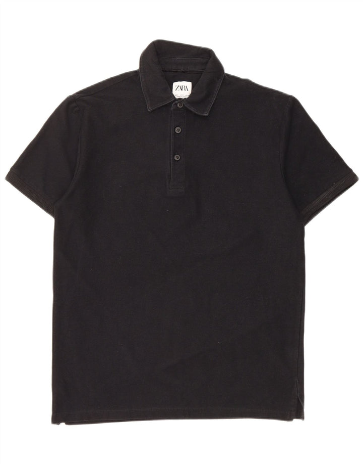 Zara Mens Polo Shirt Small Black Cotton
