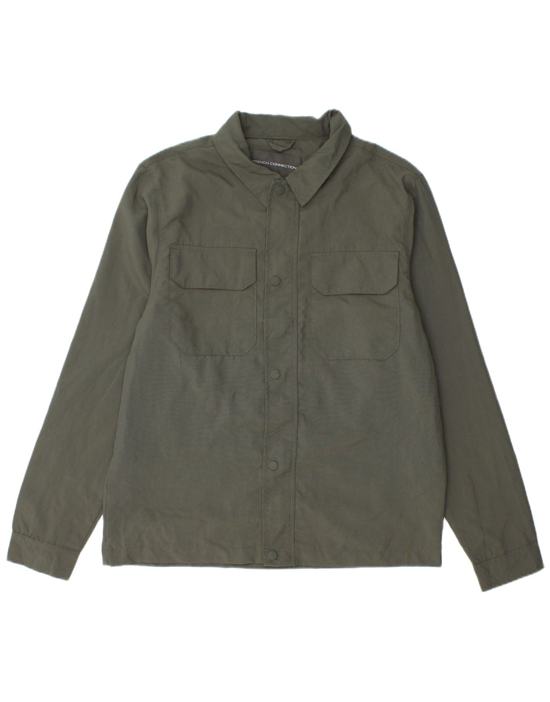 French Connection Mens Overshirt Shirt Medium Khaki Polyamide