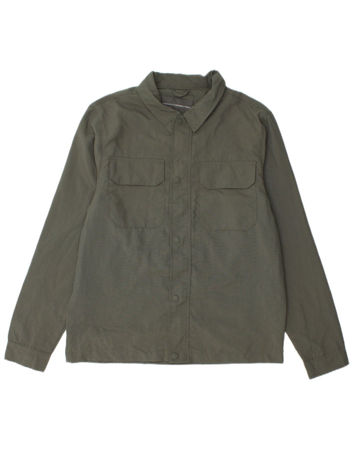 French Connection Mens Overshirt Shirt Medium Khaki Polyamide
