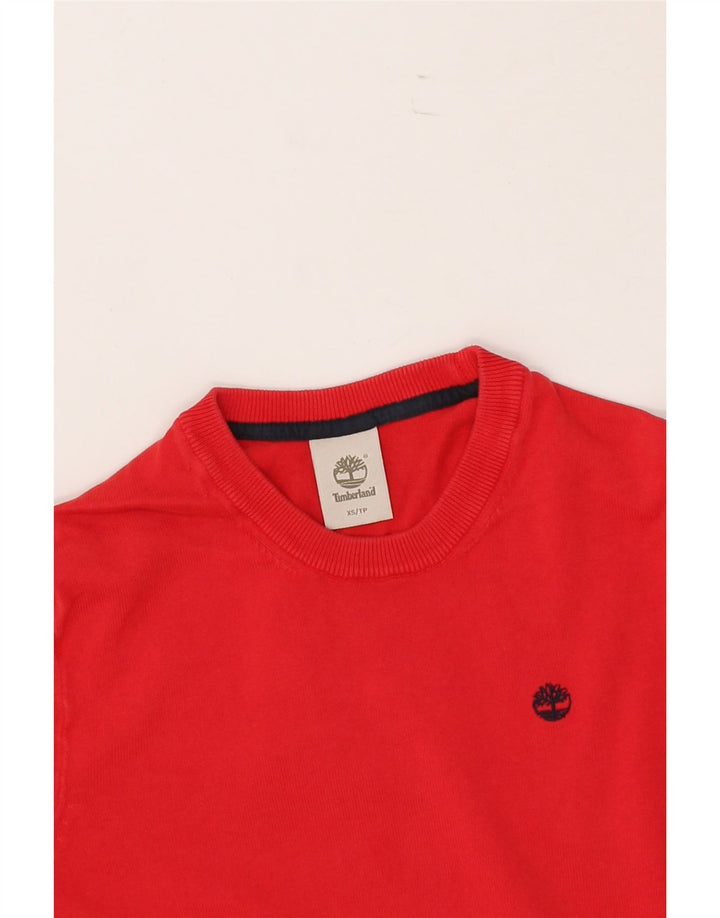 TIMBERLAND Mens Crew Neck Jumper Sweater XS Red Cotton Vintage Timberland and Second-Hand Timberland from Messina Hembry 