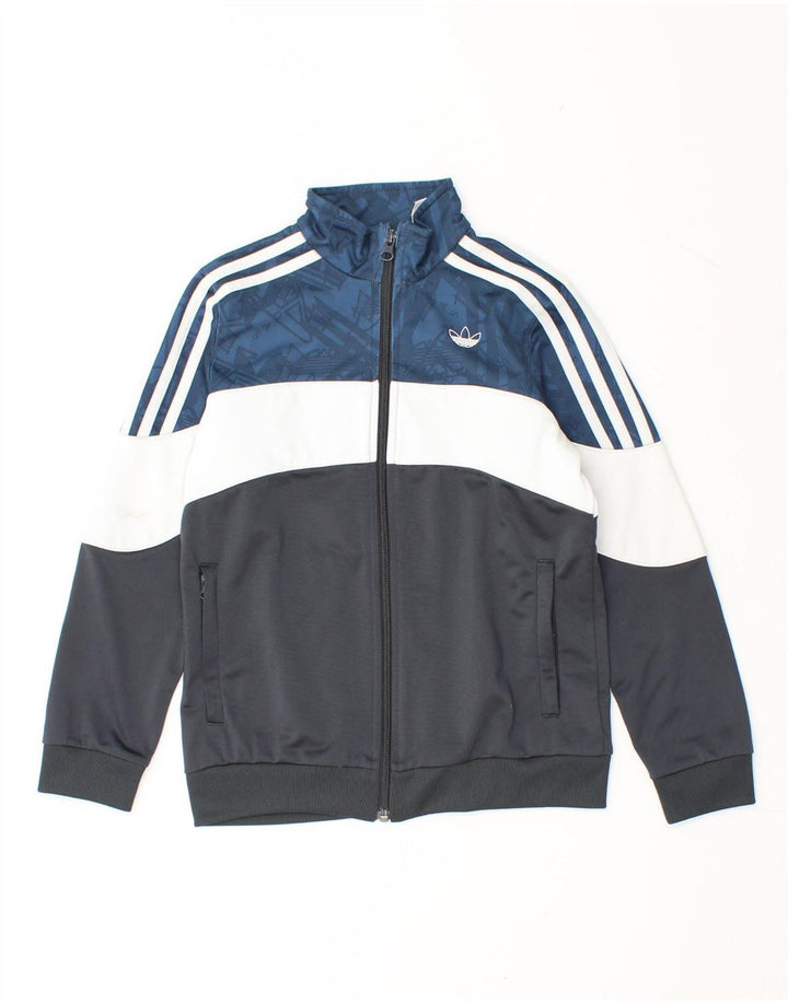 ADIDAS Boys Tracksuit Top Jacket 9-10 Years Blue Colourblock Polyester Vintage Adidas and Second-Hand Adidas from Messina Hembry 