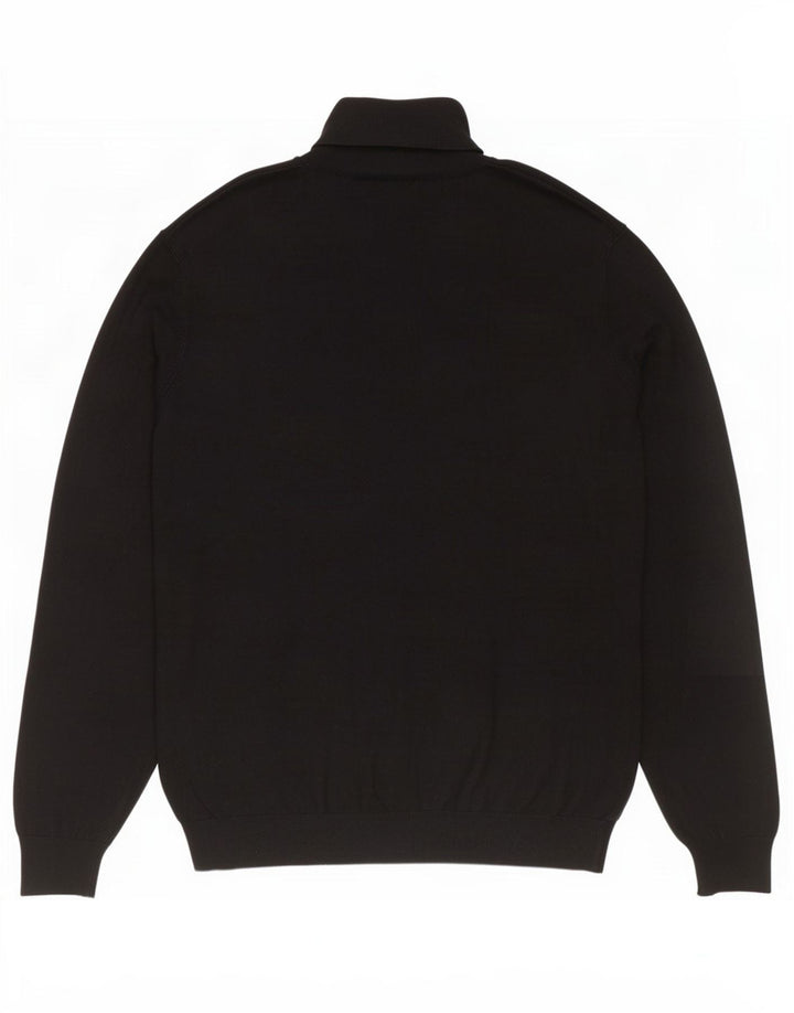 Zara Mens Roll Neck Jumper Sweater Medium Black Viscose