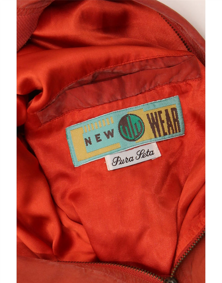 Vintage Mens Bomber Jacket UK 40 Large Orange Silk
