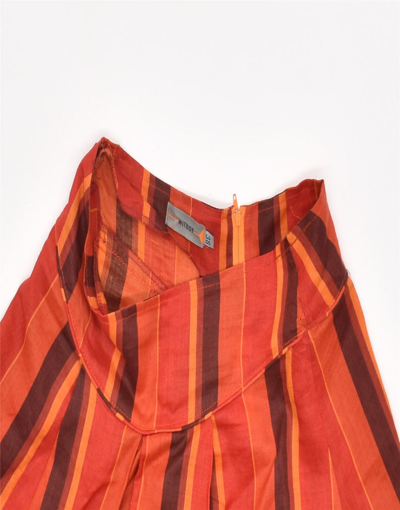 WITBOY Womens A-Line Skirt EU 38 Small W28 Orange Striped Ramie | Vintage | Thrift | Second-Hand | Used Clothing | Messina Hembry 