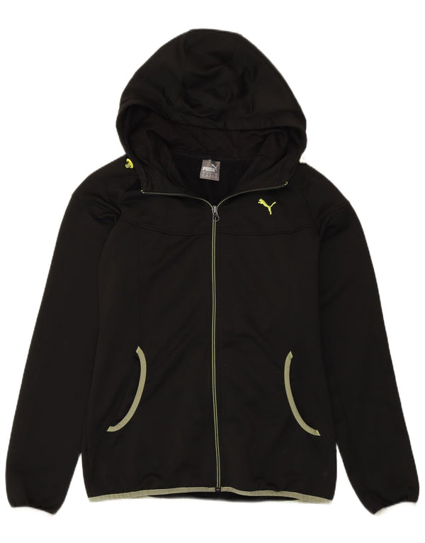 Puma Womens Hooded Tracksuit Top Jacket UK 12 Medium Black Polyester
