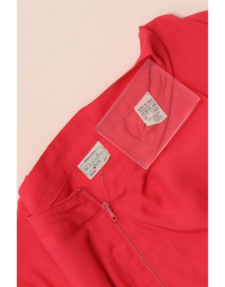 Benetton Womens Crop Oversized Blouse Top IT 44 Medium Pink Viscose