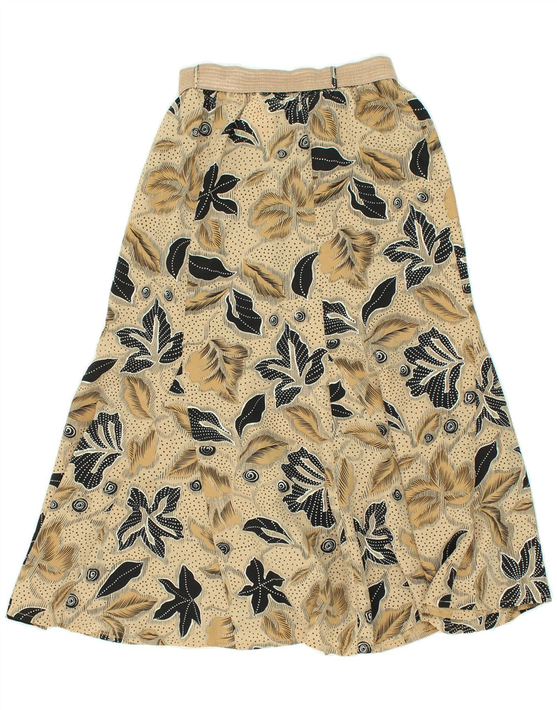 VINTAGE Womens A-Line Skirt US 9/10 Large W30 Beige Floral Polyester | Vintage Vintage | Thrift | Second-Hand Vintage | Used Clothing | Messina Hembry 