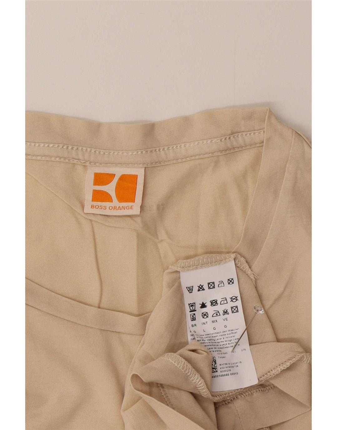 Hugo Boss Mens Graphic T-Shirt Top Large Beige Cotton