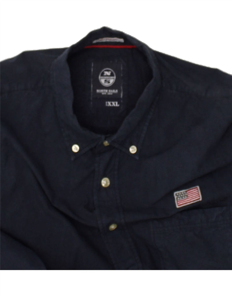 NORTH SAILS Mens Shirt 2XL Navy Blue Cotton | Vintage North Sails | Thrift | Second-Hand North Sails | Used Clothing | Messina Hembry 